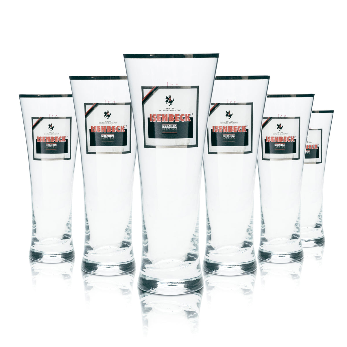 6x Isenbeck Beer Glass 0.3l Goblet Tulip Dark Silver Rim Glasses Gastro Pub Pils – View 5