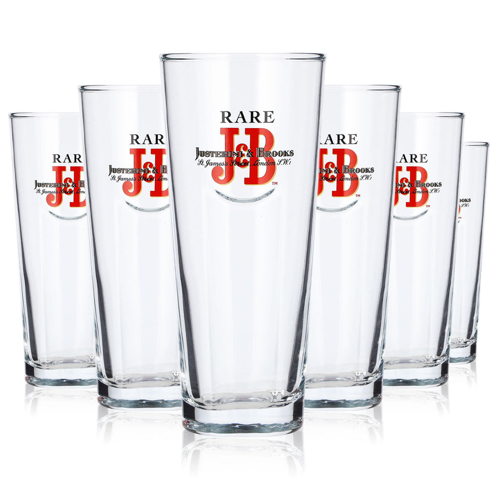 6 J&B Whiskey Glasses, 0.2 L, Long Drink Glasses, Justerini & Brooks LDG (Set of 6)