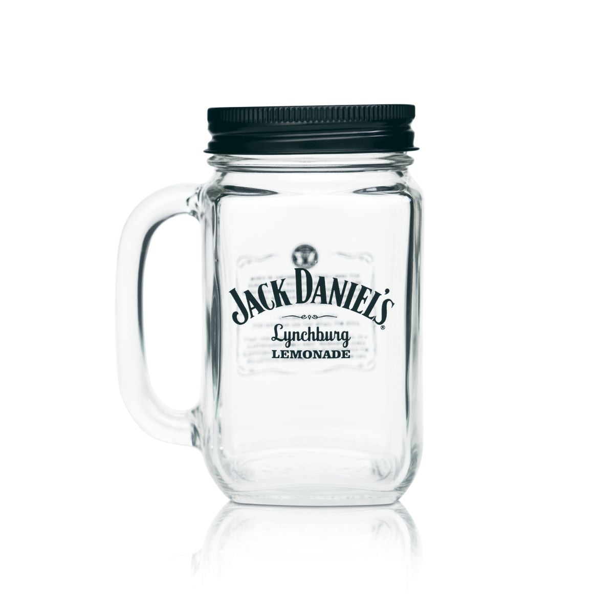6x Jack Daniels Glass 0.48l Lynchburg Lemonade Mason Jar Long Drink Glasses with Lids – View 2