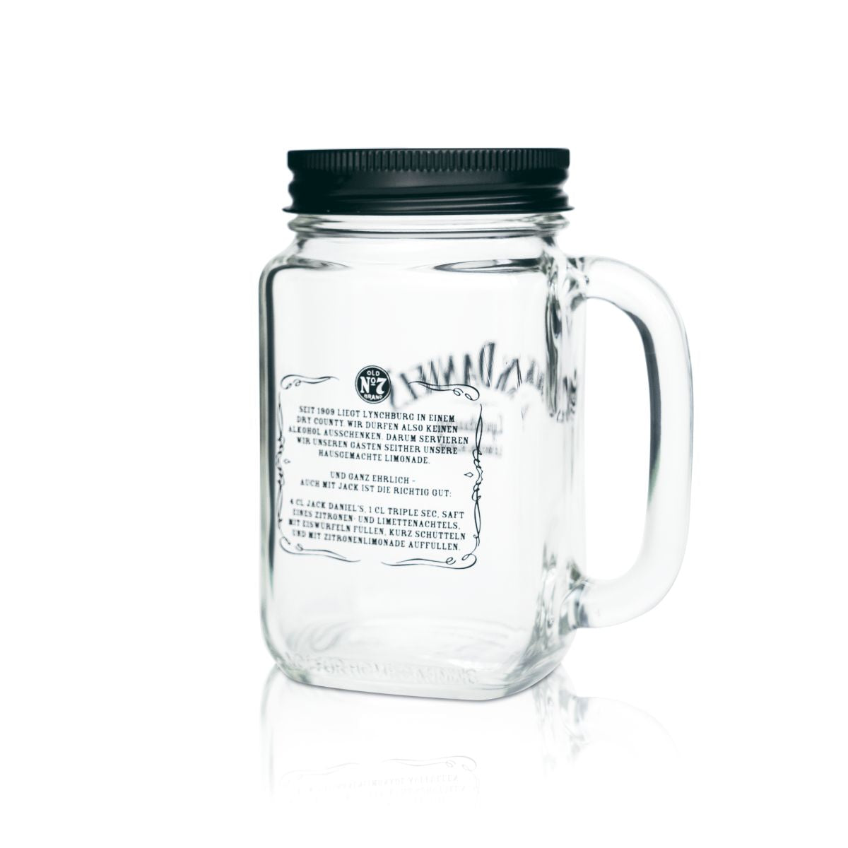 6x Jack Daniels Glass 0.48l Lynchburg Lemonade Mason Jar Long Drink Glasses with Lids – View 3