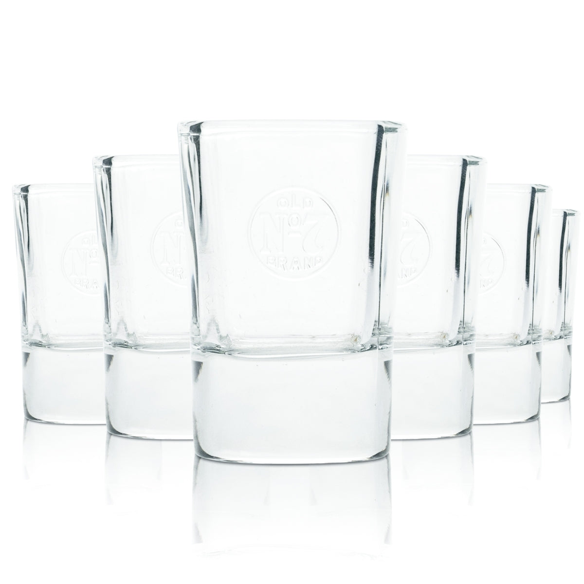6x Jack Daniels Glass 4cl Whiskey Shot Glasses Short Stamper No. 7 Relief Contour