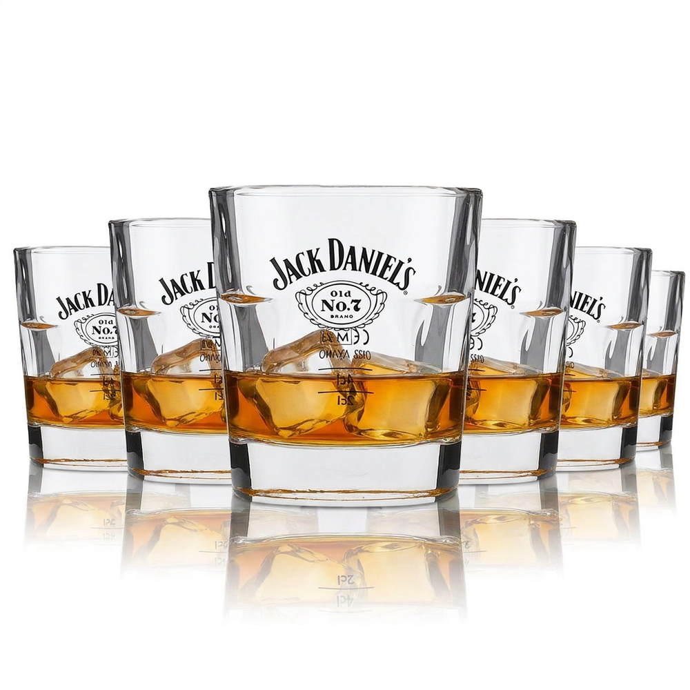 6x Jack Daniels Whiskey Glass 0.2l Tumbler Glasses Old No. 7 Long Drink Gastro Bar