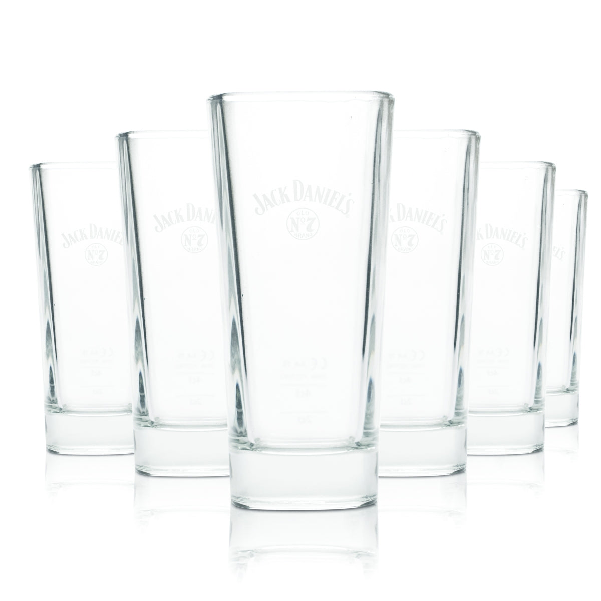 6x Jack Daniels Whiskey Glass 0.35l Long Drink Cocktail Glasses No. 7 Bourbon