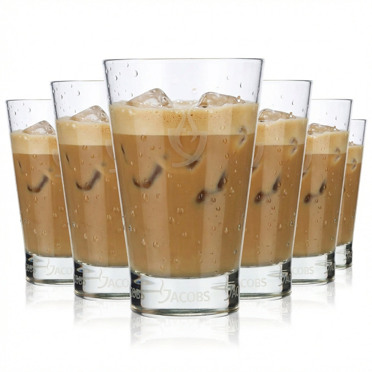 6x Jacobs Coffee Glass Latte Glass Cappuccino Glass 0.28l Satin-finished Logo