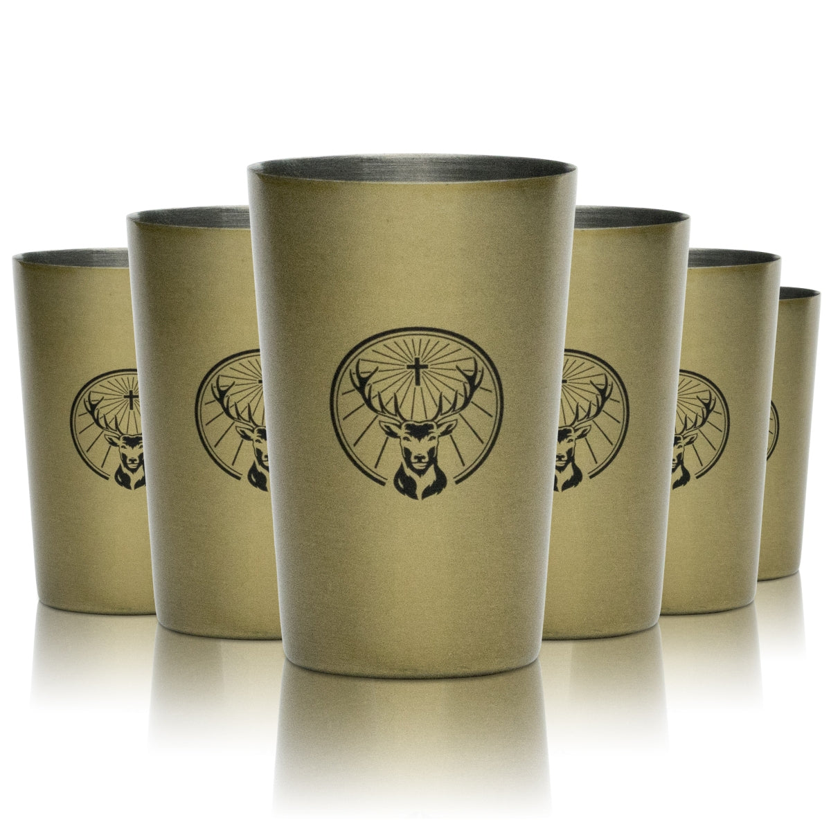 6x Jägermeister shot glass 4cl shot cup gold rare glasses gastro liqueur