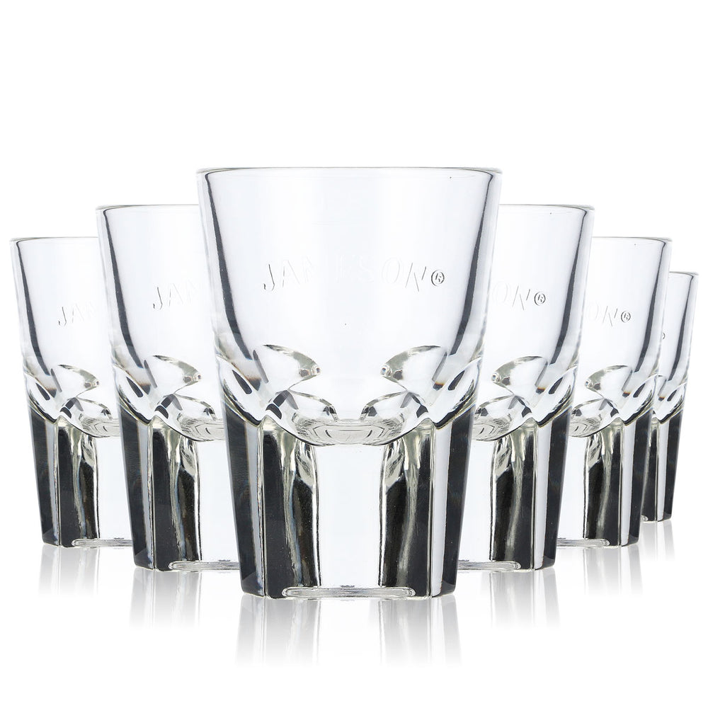 6x Jameson Whiskey Glass Shot Glass Stamper Short 2cl/4cl Relief Triangular Base