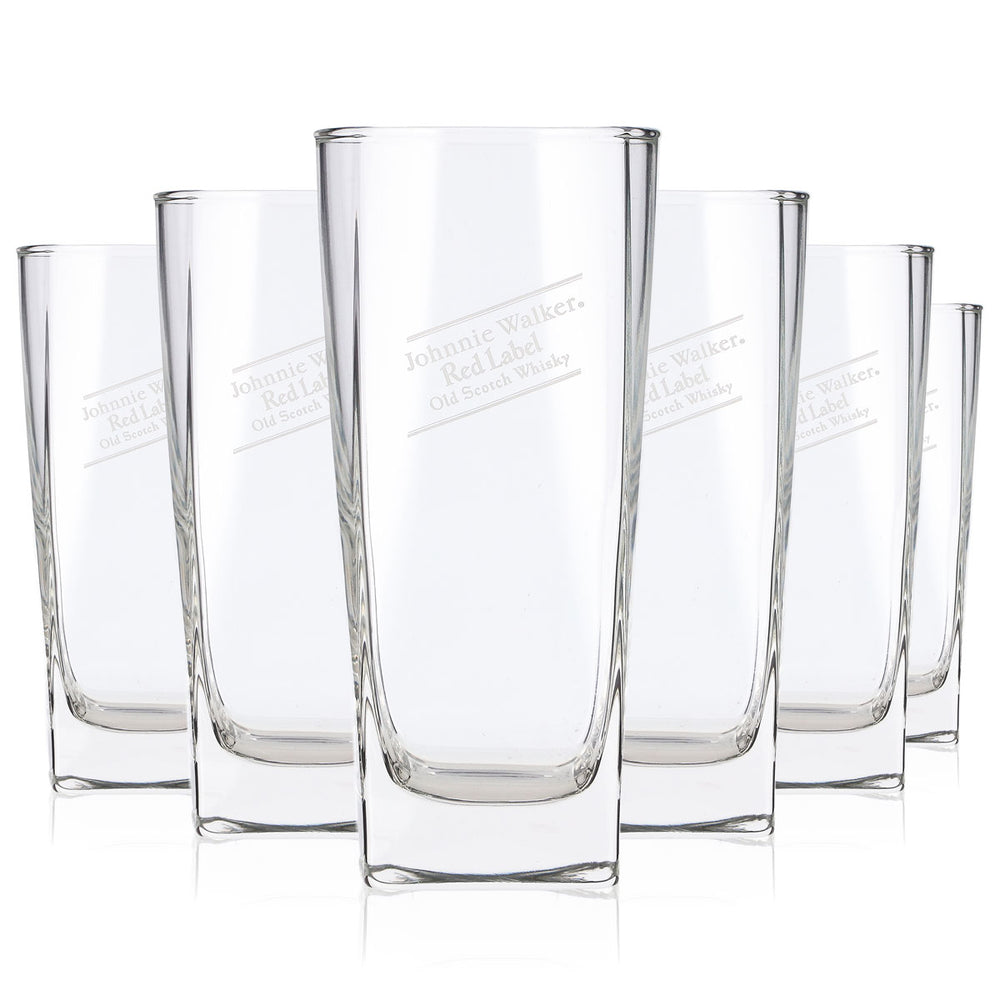 6 Johnnie Walker Whiskey Glasses, 0.32 L, Long Drink, Red Label, Old Scotch