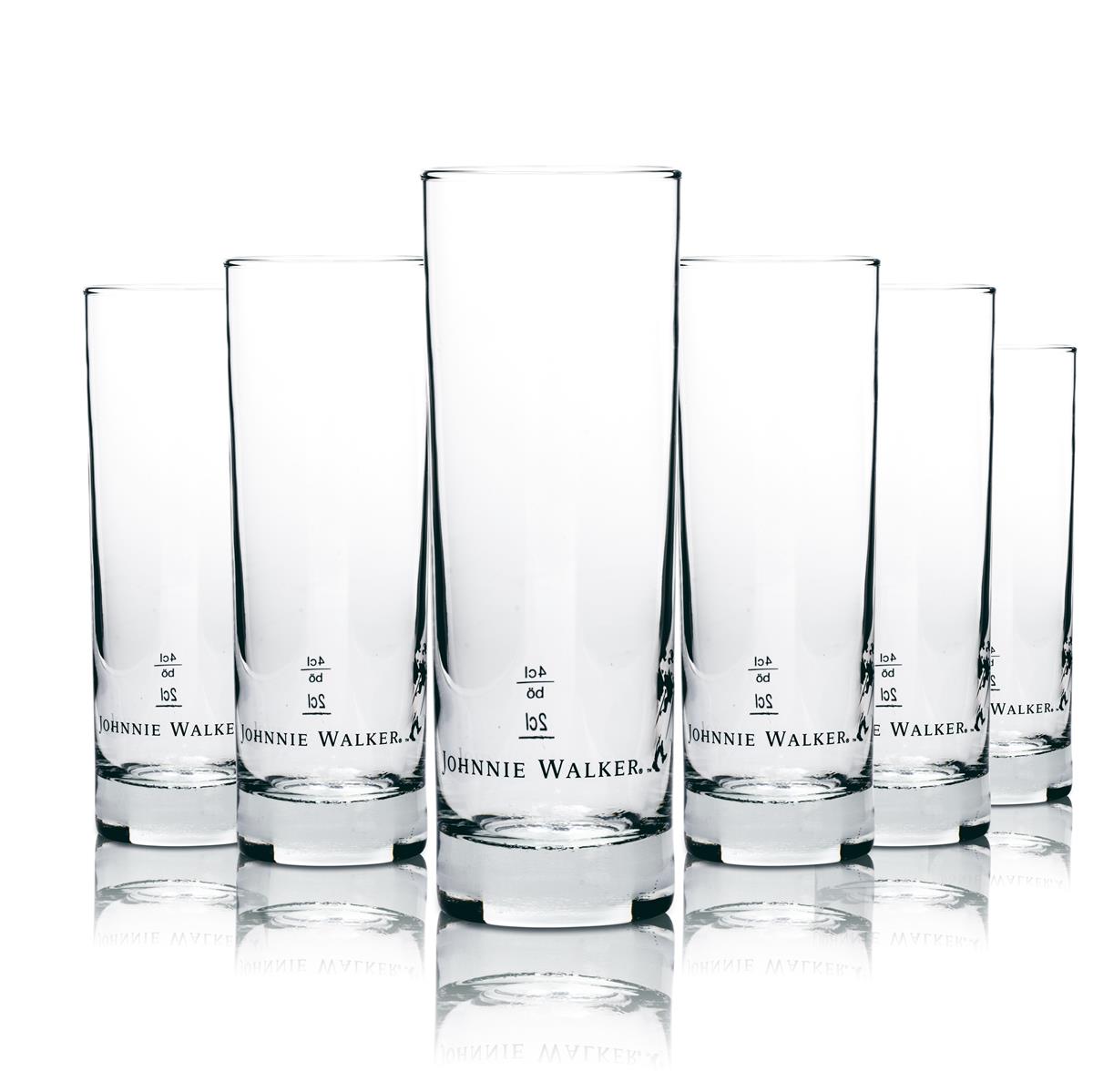 6x Johnnie Walker Whiskey Glass Long Drink Old Design 31cl