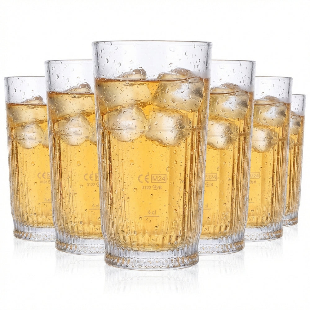 6x Johnnie Walker Whiskey Glass 0.37l Long Drink Glasses Relief Highball