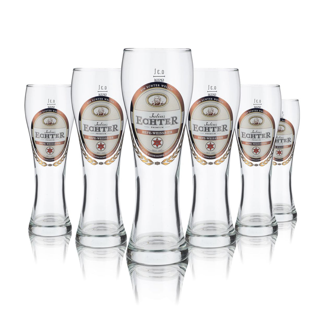 6x Julius Echter glass 0.3l Hefweizen wheat beer glasses set Walchensee STERN