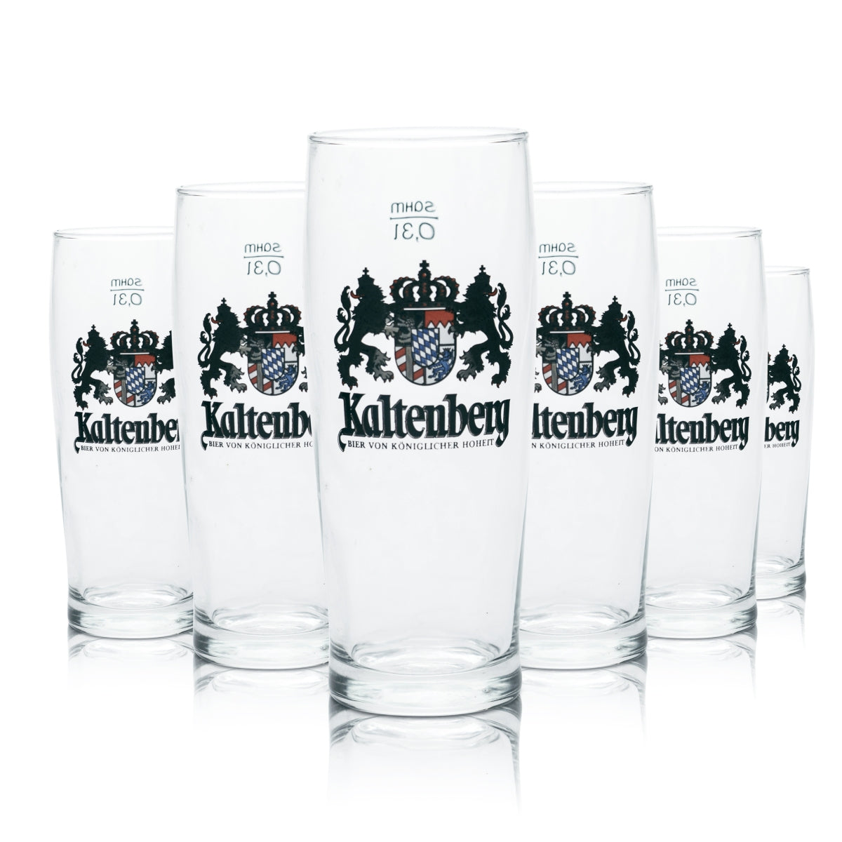 6x Kaltenberg glass 0.3l beer mug trophy glasses calibrated catering brewery white