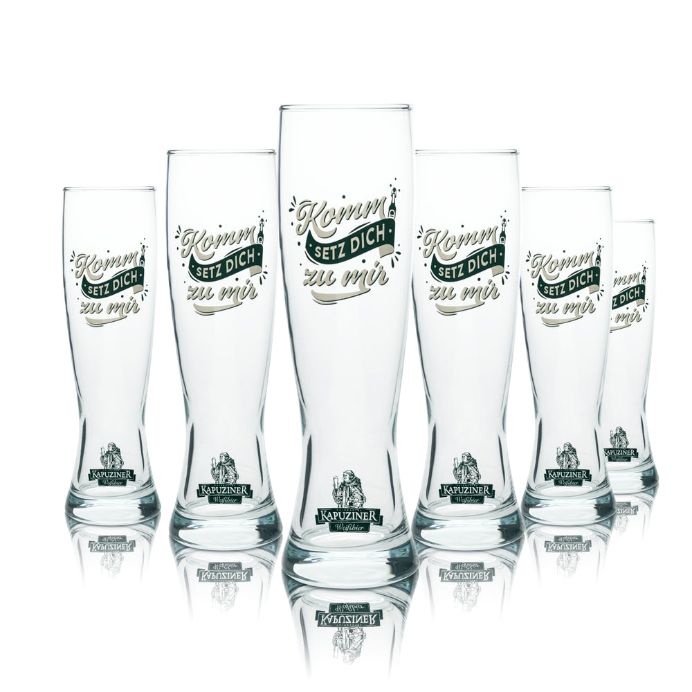 6x Capuchin Beer Glass 0.5l Wheat Glasses Sahm Yeast Wheat Beer Bavaria Beer Tulip