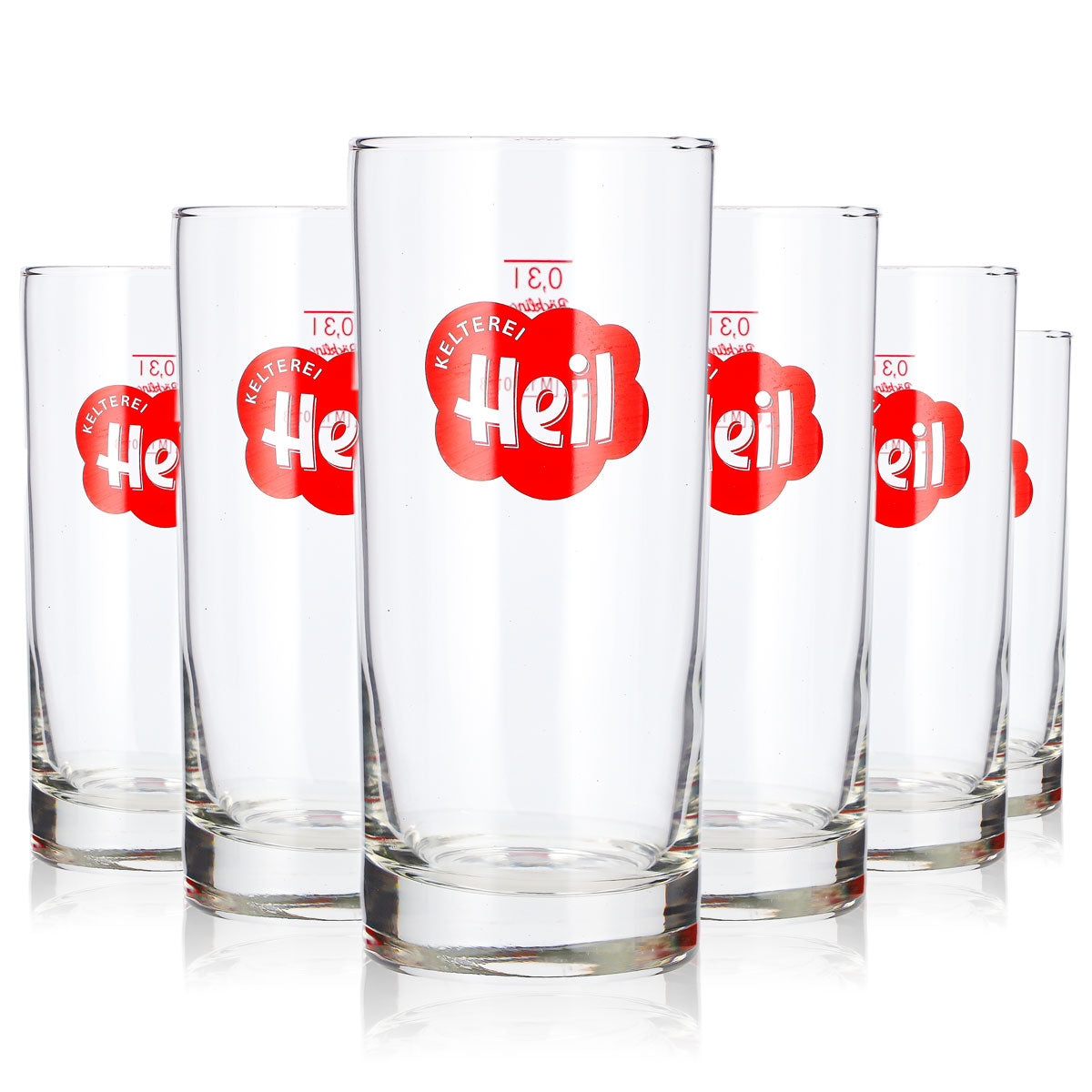 6x Heil Cider Glasses, 0.3 L, Long Drink, Red Böckling Logo (Set of 6)