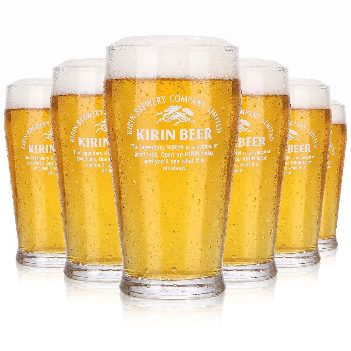 6 Kirin Ichiban Beer Glasses, 0.17 L, White Logo