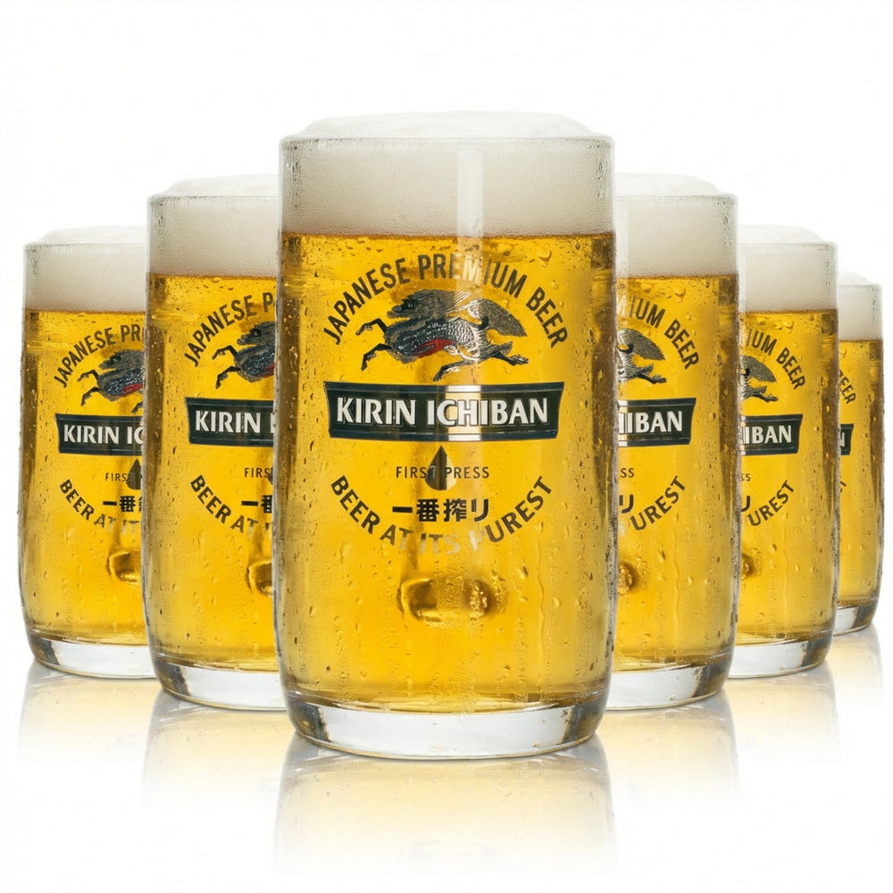 6x Kirin Ichiban Beer Glass 0.3l Mug Pint Japanese Beer Glasses Premium Seidel Bar