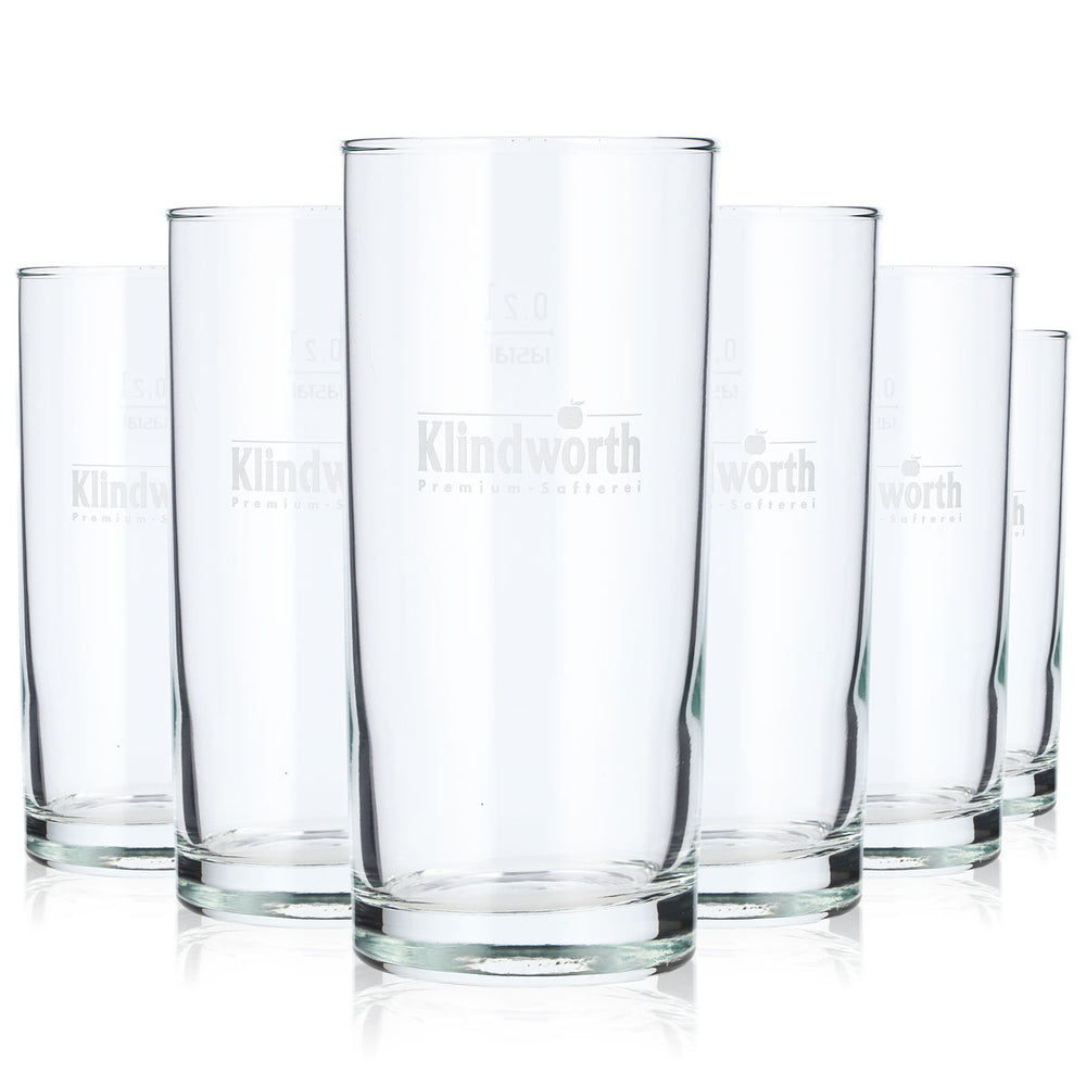 6 Klindworth Soft Drink Glasses, 0.2 L, Tall Glasses with Satin-Finish Rastal Logo (Set of 6)