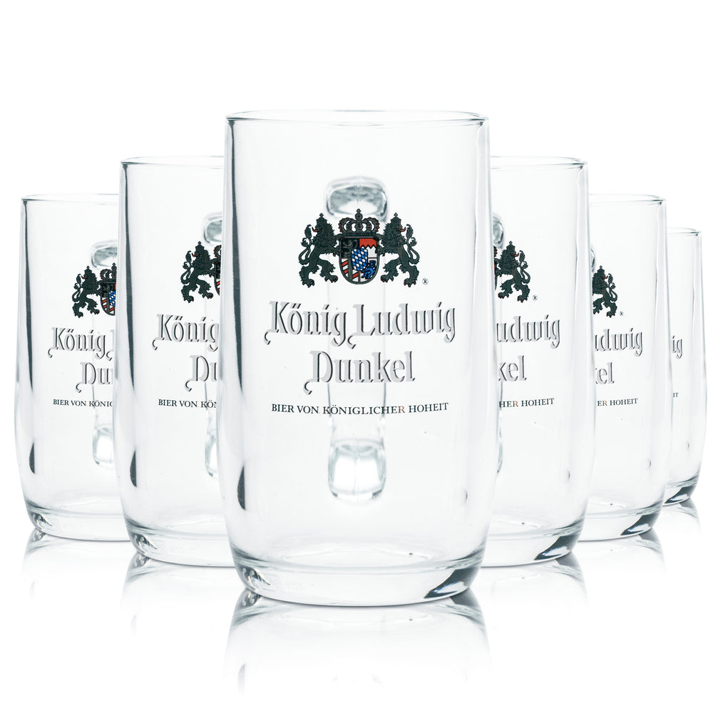 6x King Ludwig Beer Glass 0.3l Mug Dark Tankard Seidel Glasses Gastro Brewery