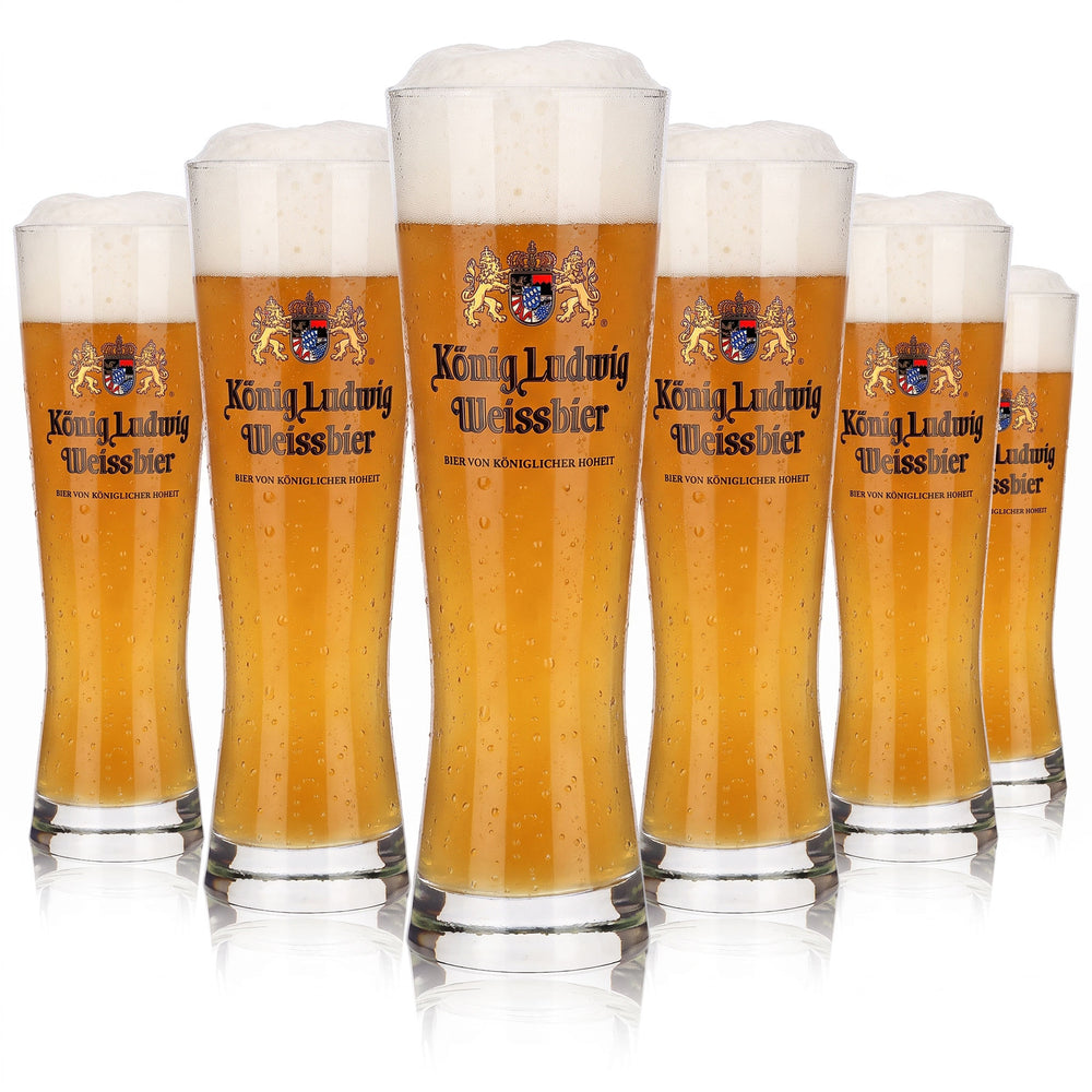 6x King Ludwig Beer Glass, 0.3 L, Weizenbier from His Royal Highness (Set of 6)