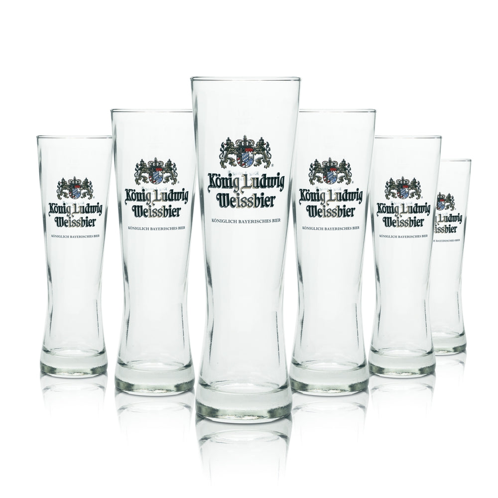 6x King Ludwig Beer Glass 0.3l Wheat Beer Yeast Wheat Trophy Glasses Gastronomy Calibrated