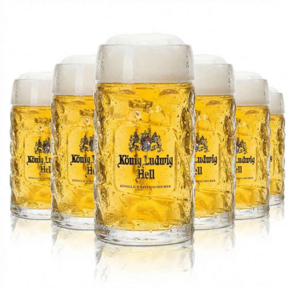 6x King Ludwig Beer Glass 0.5l Mug Diamond Seidel Sahm Relief Glasses Handle Mugs