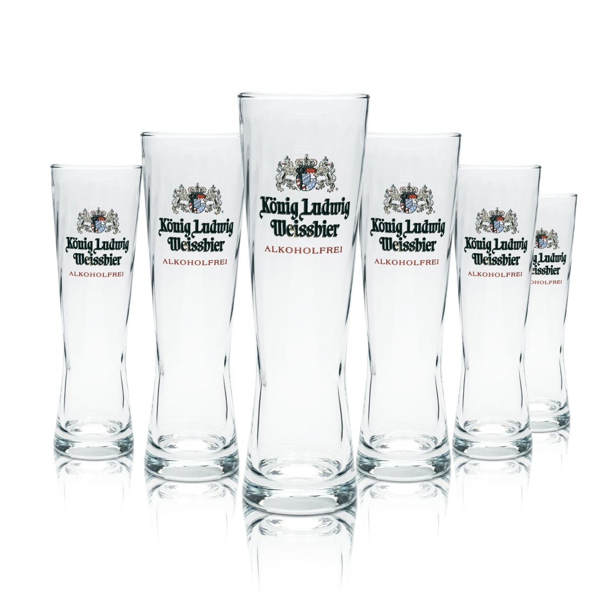 6x King Ludwig Beer Glass 0.5l Non-Alcoholic Wheat Beer Glasses Yeast Wheat Bavaria