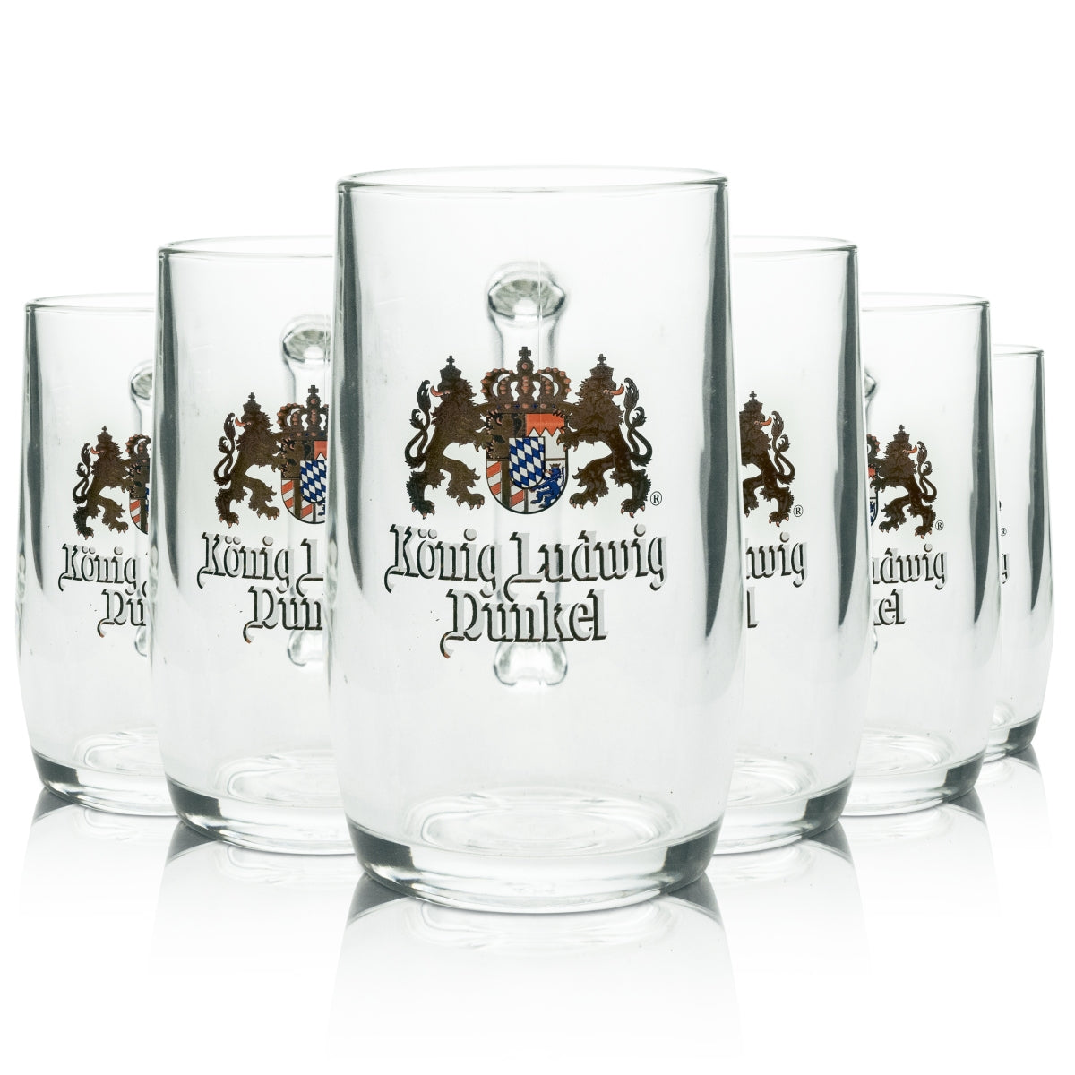 6x King Ludwig Beer Glass Mug 0.5l Dark Sahm