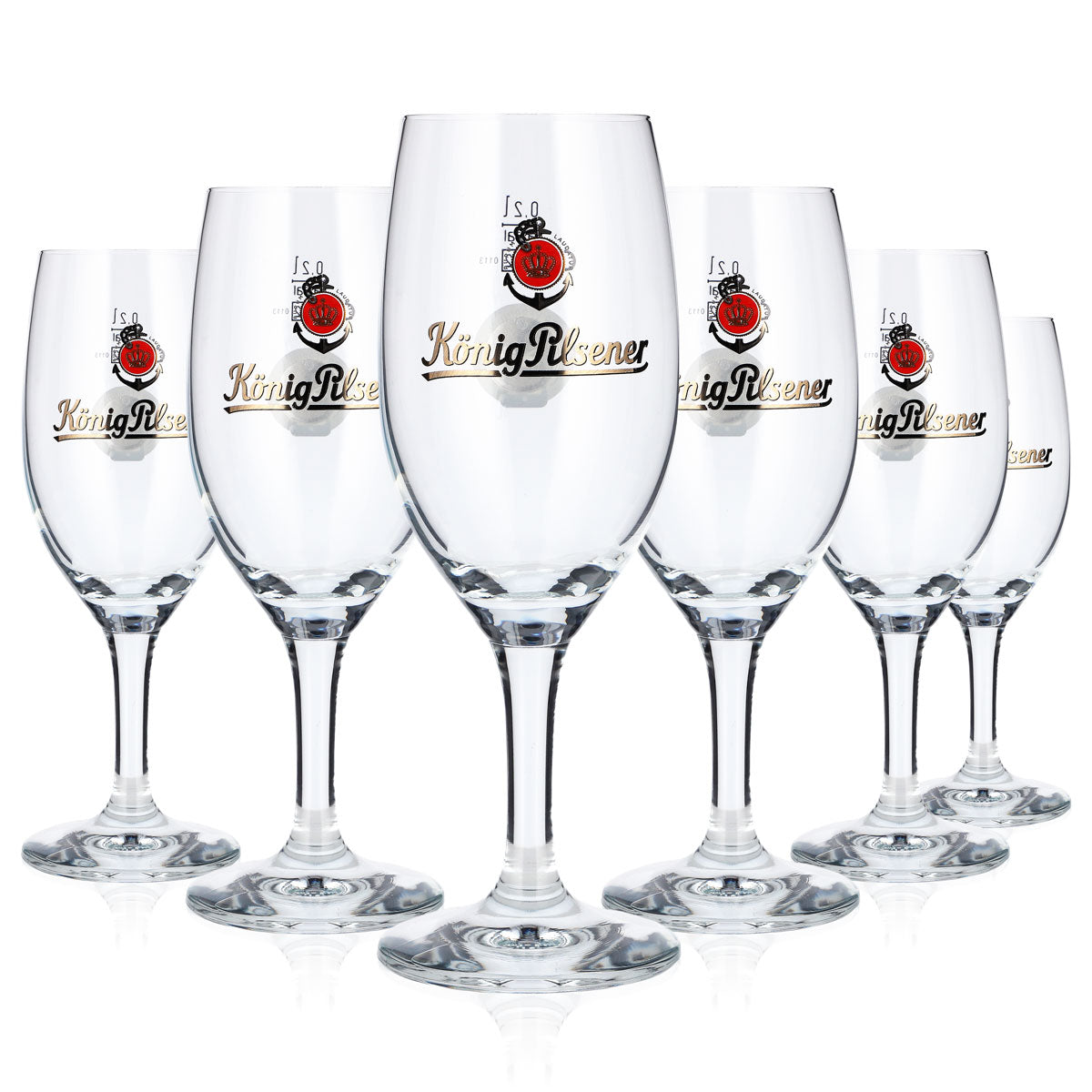 6x König Pilsener Beer Glass, 0.2 L, Trophy-Style, NFC Tag, Rastal Tulip Beer Glass (Set of 6)