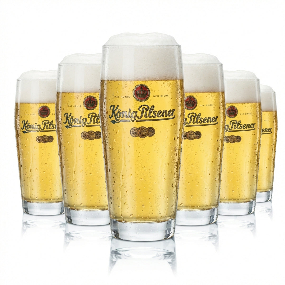 6x König Pilsener Beer Glass 0.3l Willi Becher Glasses Calibrated Gastro Pub Bar