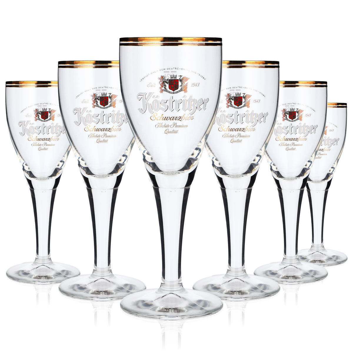 6x Köstritzer beer glasses, 0.2 l goblets, "Schwarzbier" (dark beer), double gold rim – View 5