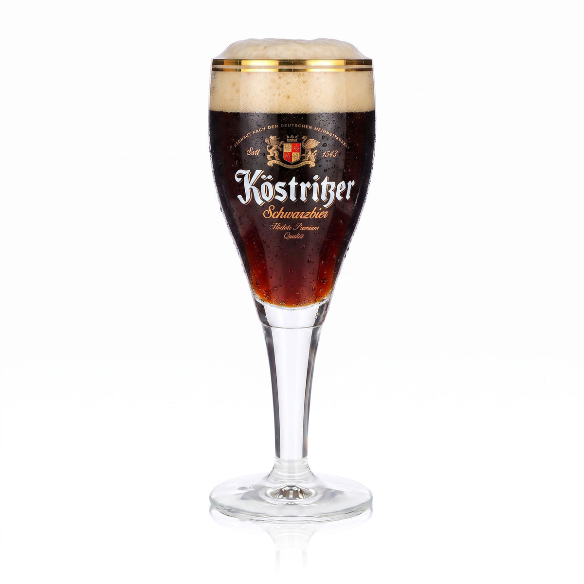 6 Köstritzer Beer Glasses, 0.3 L, Goblet-Style, Dark Beer Glasses with Two Gold Rims – View 2