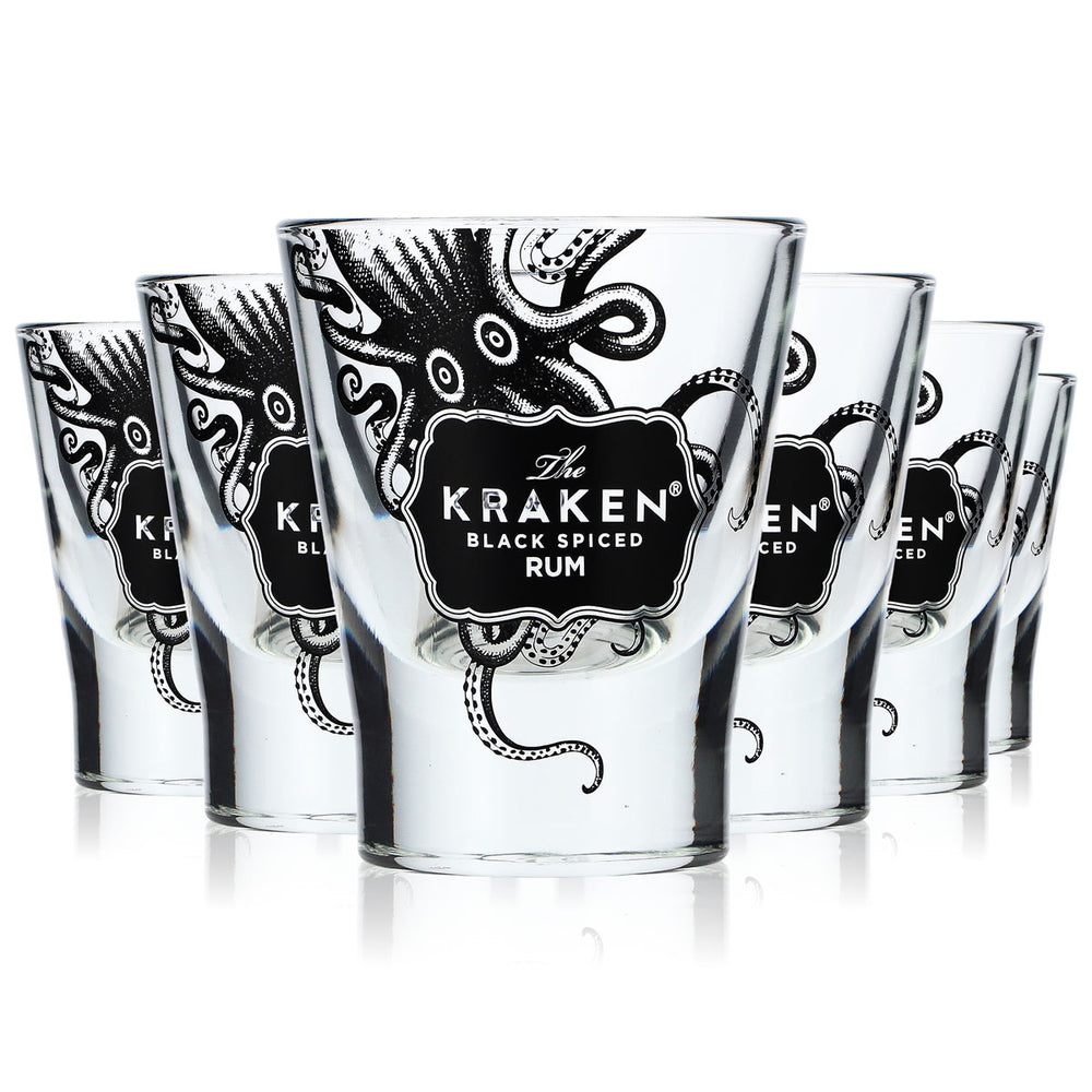 6 Kraken Rum Glasses: 0.06 L Shot Glass, Tumbler, Long Drink Glass, Cocktail Glass (Set of 6)