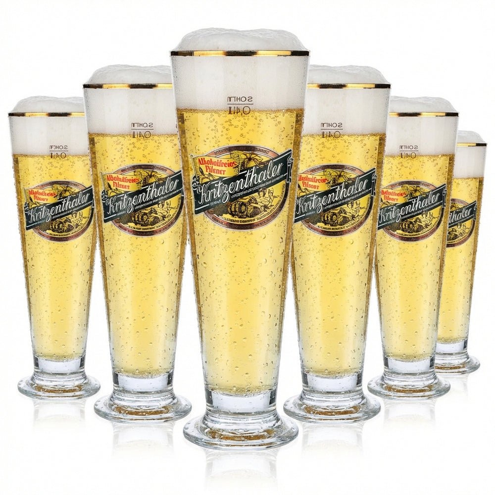 6x Kritzenthaler beer glass 0.4l tulip non-alcoholic gold rim Sahm Florenz