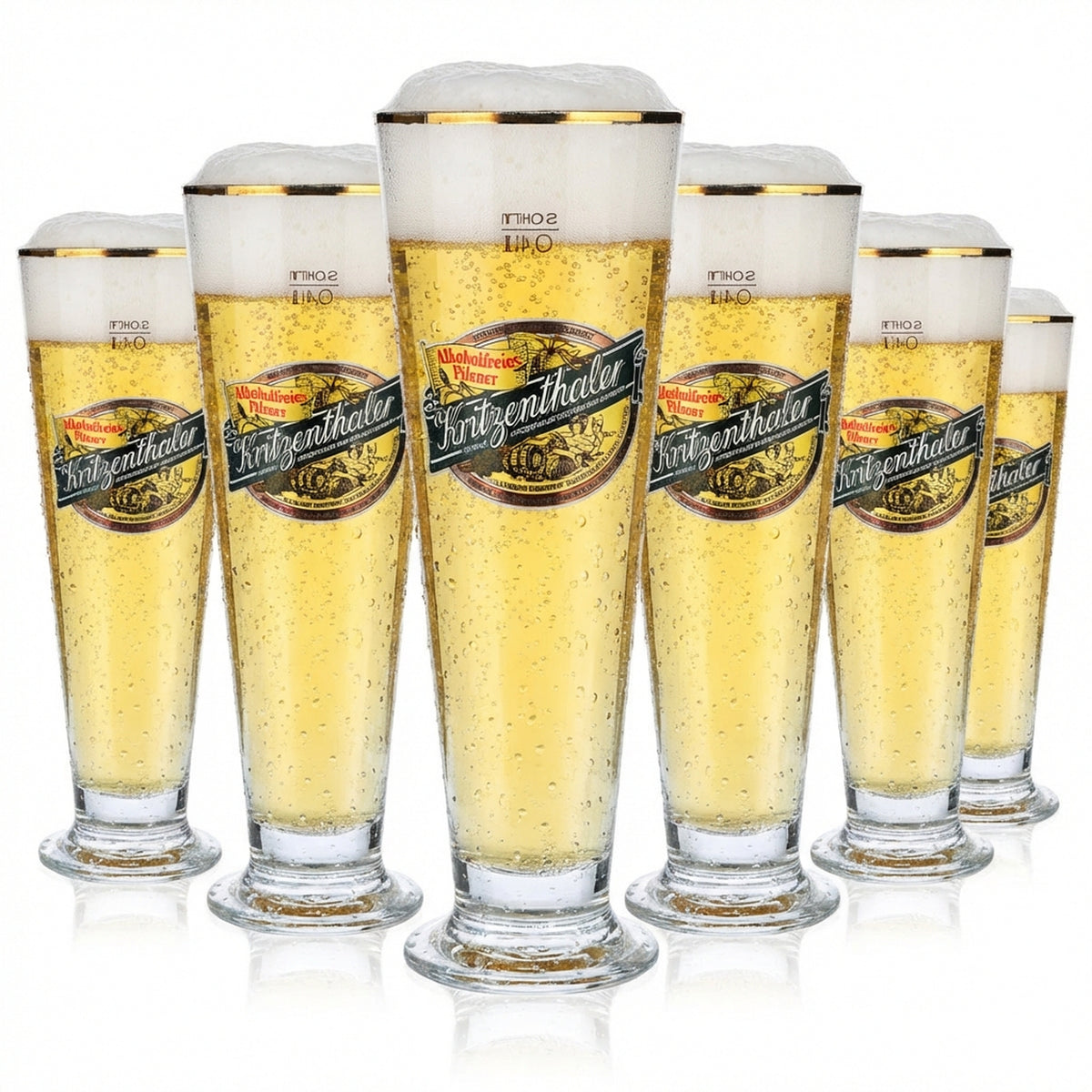6x Kritzenthaler beer glass 0.4l tulip non-alcoholic gold rim Sahm Florenz