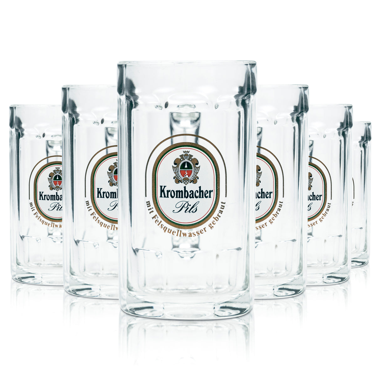 6x Krombacher beer glass 0.2l mug tankard relief glasses gastro pub pilsner – View 5