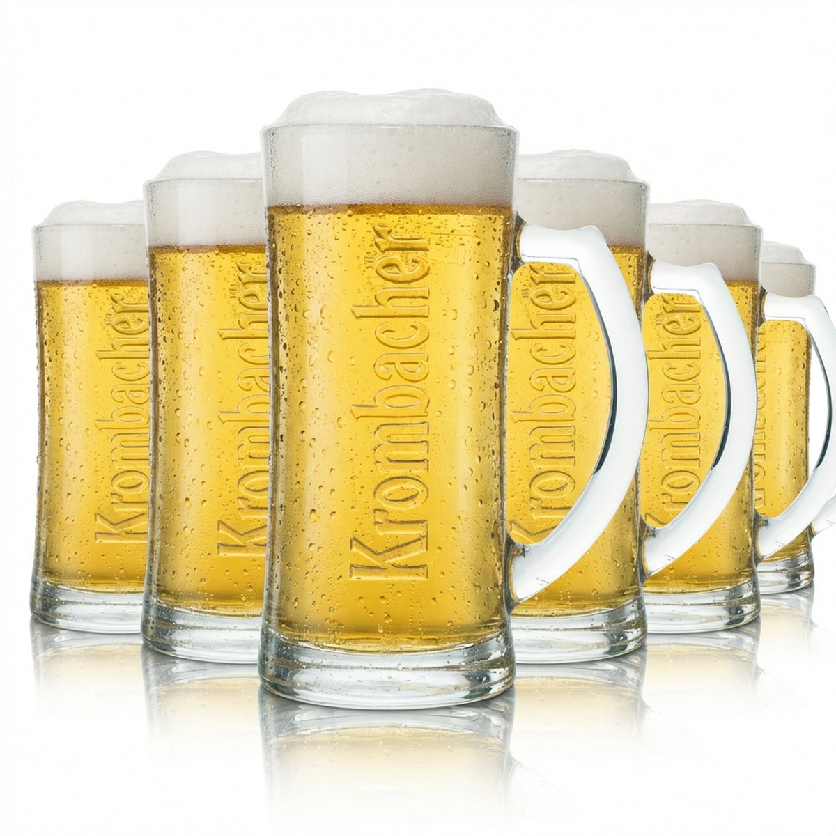6x Krombacher beer glass 0.2l mug Seidel tankard Rastal relief logo