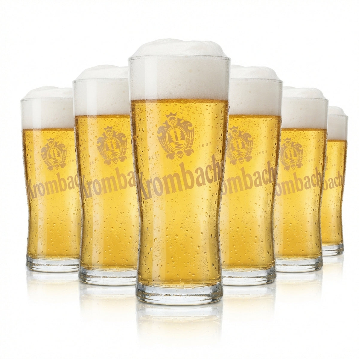 6x Krombacher beer glass 0.3l mug trophy glasses gastro bar pub Willi Beer