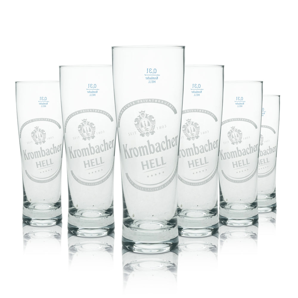 6x Krombacher Beer Glass Tulip 0.3l Sahm Light