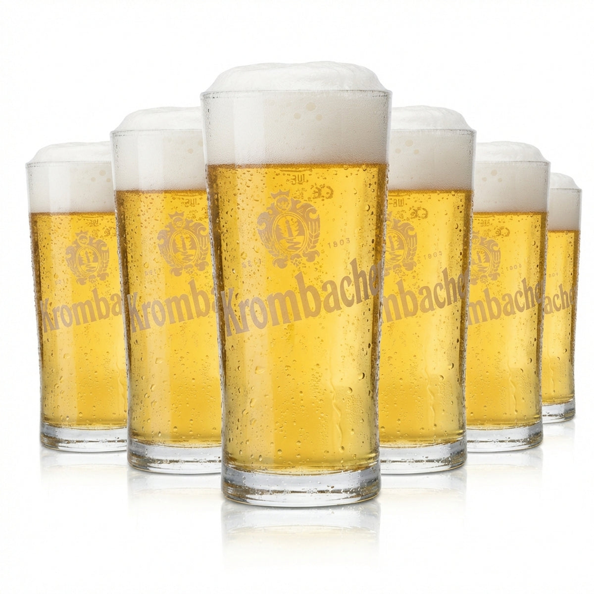 6x Krombacher Glass 0.2l Beer Glasses Mug Bar Calibrated Gastro Pils Pub Bar