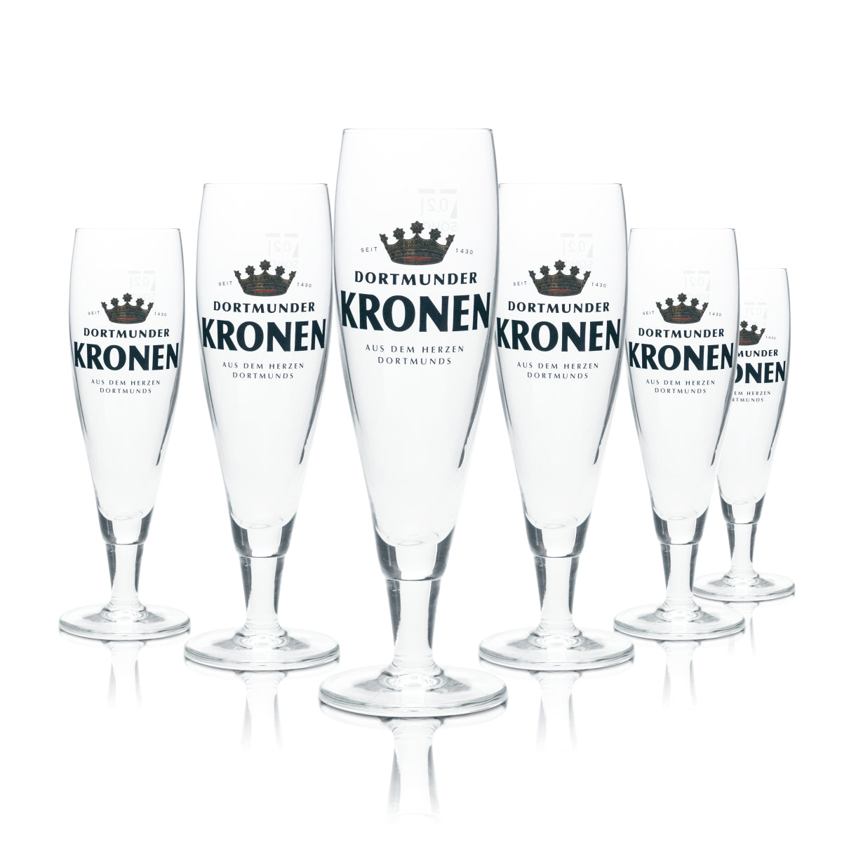 6x Crown Glass 0.2l Beer Trophy Goblet Tulip Cup Glasses Gastro Bar Pub Dortmund