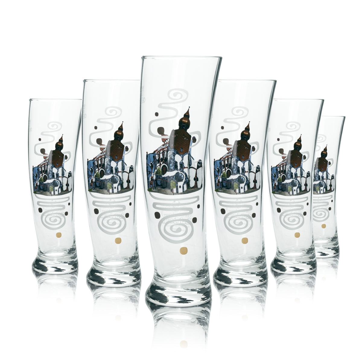 6x Kuchlbauer beer glass 0.5l wheat beer design Kunsthaus Abensberg glasses yeast