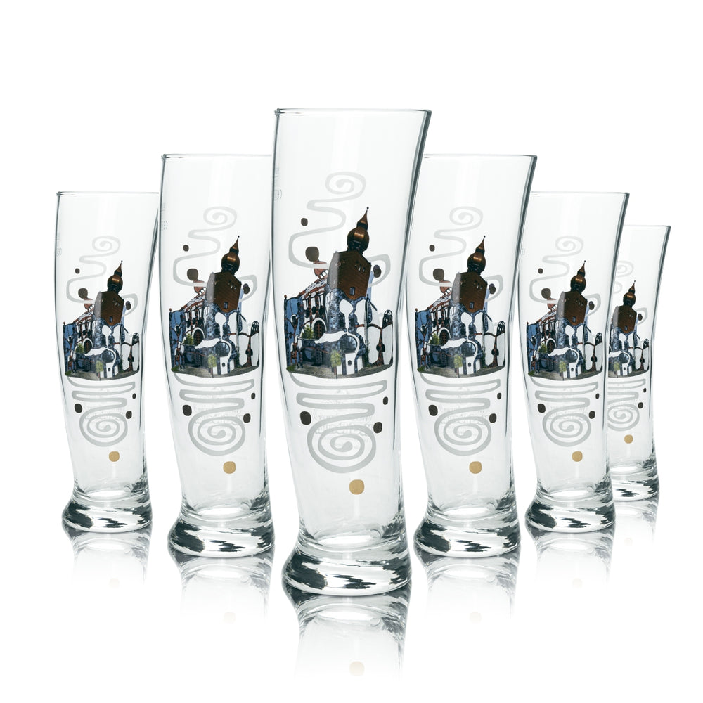 6x Kuchlbauer beer glass 0.5l wheat beer design Kunsthaus Abensberg glasses yeast