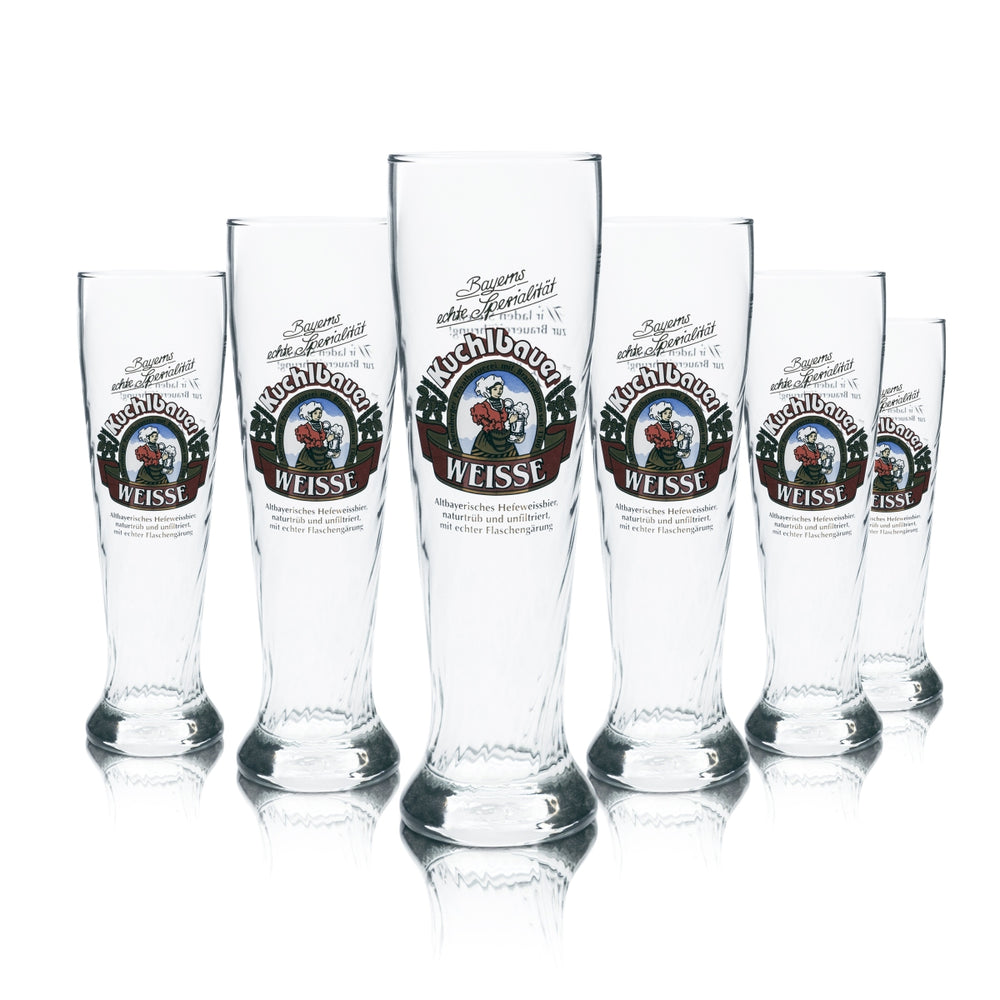 6x Kuchlbauer White Glass 0.5l Wheat Beer Yeast Crystal Wheat Contour Glasses Bavaria
