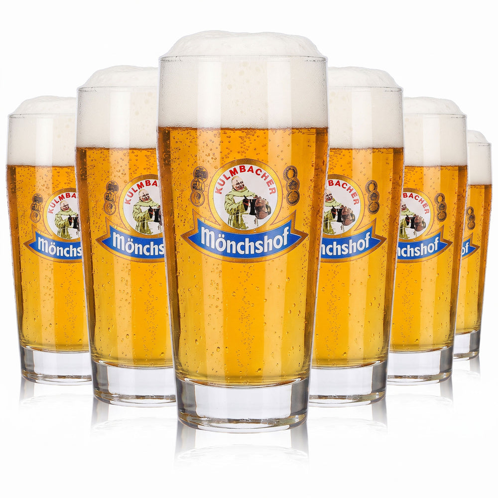 6 Kulmbacher Reichelbräu Beer Glasses, 0.25 L, Mönchshof Ruhrglas (Set of 6)