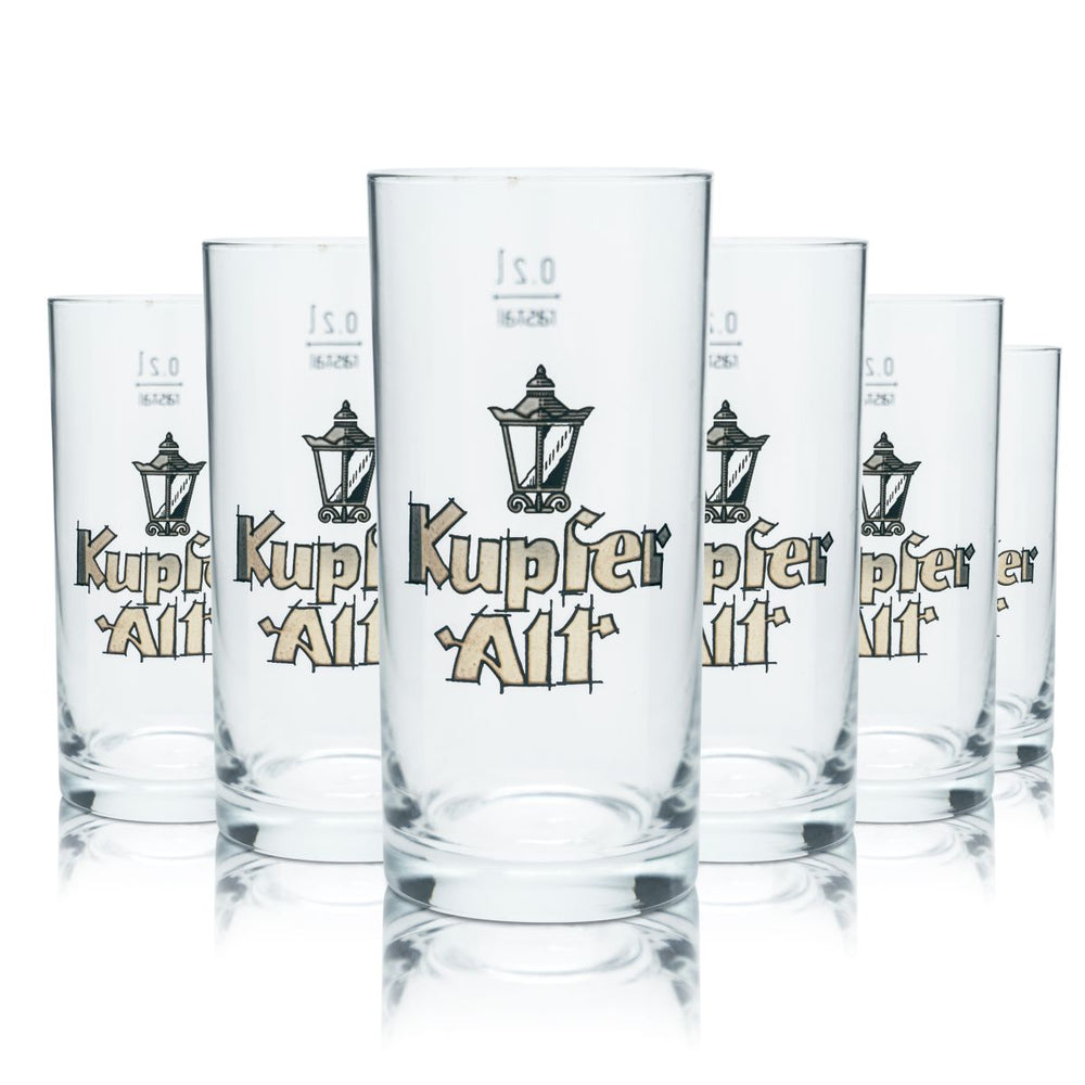 6x copper Altbier glass 0,2l Stange Willi mug Kölsch glasses set brewery Cologne