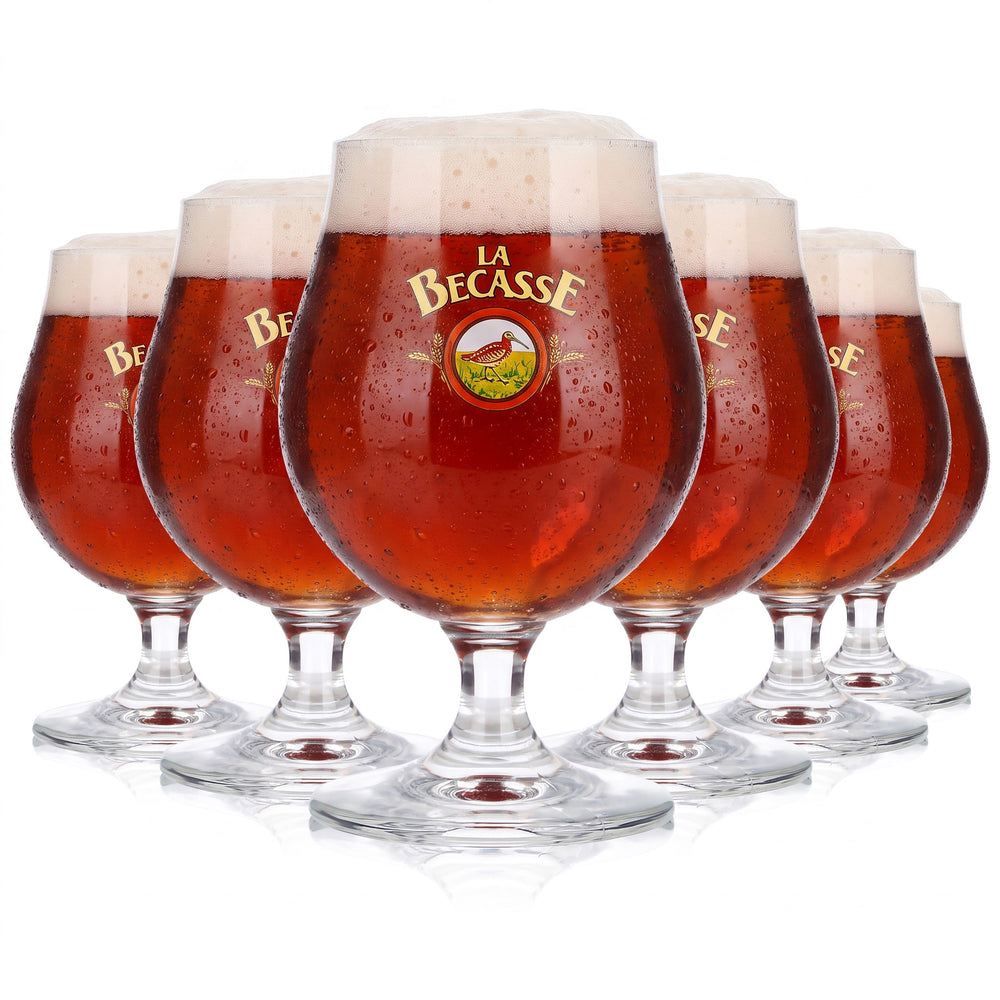 6 La Becasse Beer Glasses, Swivel Glasses, 0.25 L, Tulip Shape, Brown Ritzenhoff Logo