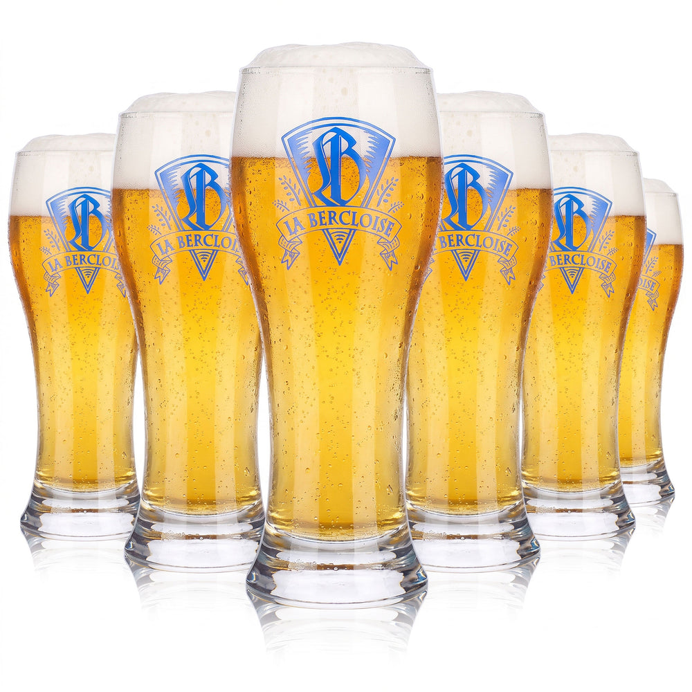 6 La Bercloise Beer Glasses, 0.25 L, Wheat Beer Glasses, Durobor Brasserie (Set of 6)