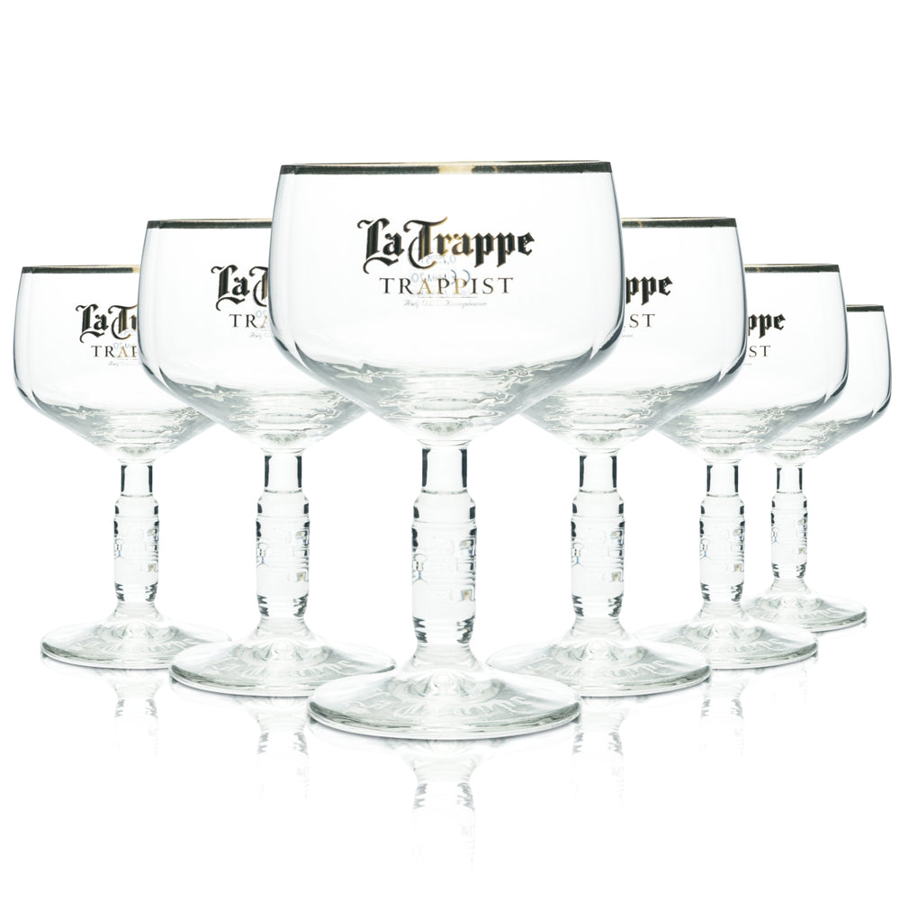 6x La Trappe Beer Glass Goblet Glasses Beer Glasses 0.25l Gold Rim