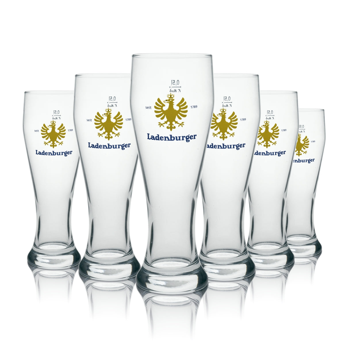 6x Ladenburger beer glass, wheat beer glass, 0.5 l