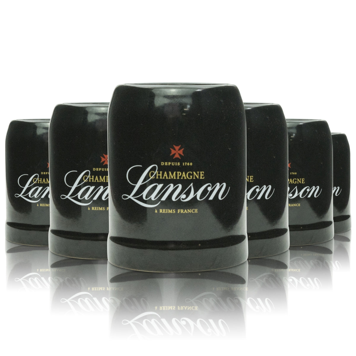 6x Lanson Champagne Glass Mug Black Small