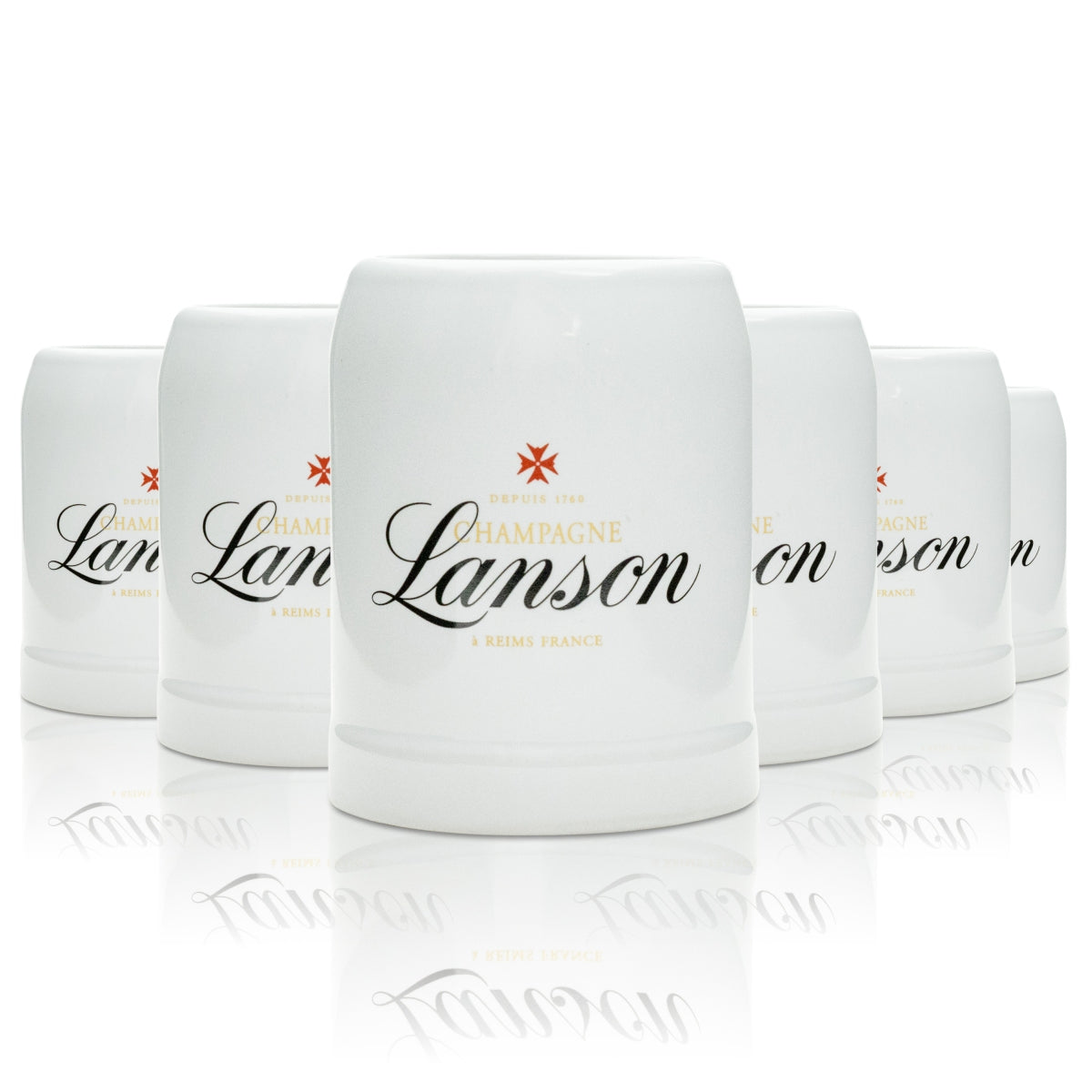 6x Lanson Champagne Glass Mug White Small